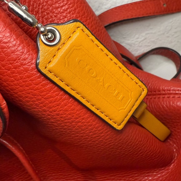 Coach Park Vermilion Red Pebbled Leather Backpack F24385 - Picture 8 of 13